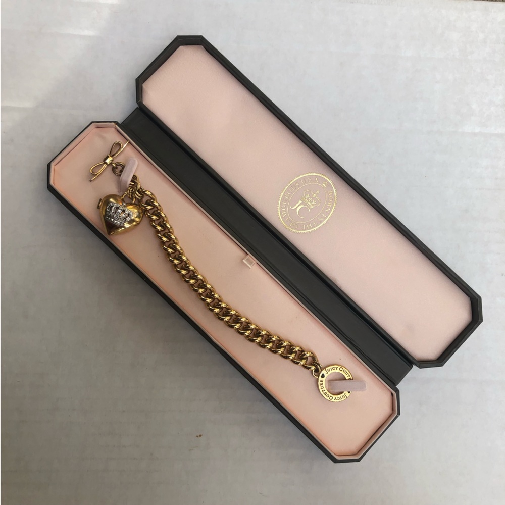 Y2K Juicy Couture Gold Heart Locket Bracelet - Picture 1 of 17